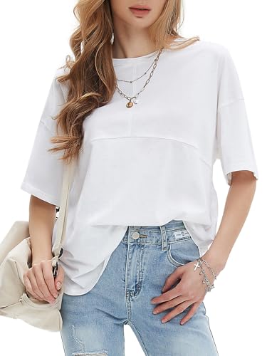 Womens Summer Oversized T Shirts Beach Vacation Outfits 2025 Loose Workout Short Sleeve Tops Y2K Casual Basic Tee