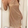 Women's Criss Cross Halter Backless Sexy Mini Dress Textured Plisse Party Dress