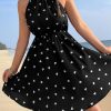 Girl's Summer Halter Neck Dress Heart Print Sleeveless A Line Flowy Short Sundress