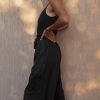 Women Linen Cotton Wide Leg Pants Drawstring Elastic High Waist Casual Palazzo Trousers with Deep Pockets