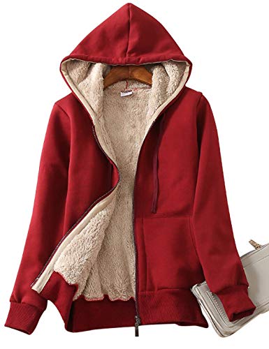 41g3Fv2wFoL.jpg Women's Casual Full Zip Up Sherpa Lined Hoodie Sweatshirt Jacket Coat