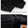 Womens Fleece Pajama Pants Warm Fuzzy Cozy Mens Sleep Bottoms With Pockets(-Black-M)