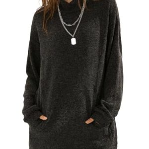 Womens Casual Oversized Long Sleeve Sweater Dress with Pocket Loose Fit Knit Fall Winter Long Pullover Sweater Tunic