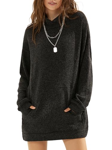 Womens Casual Oversized Long Sleeve Sweater Dress with Pocket Loose Fit Knit Fall Winter Long Pullover Sweater Tunic
