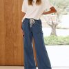 Women Wide Leg Jeans Casual Loose Fit High Elastic Waist Denim Pants with Pockets