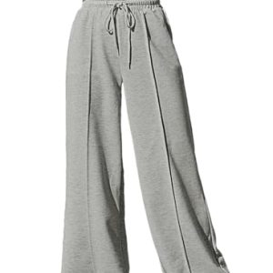 Women's High Waisted Drawstring Waist Wide Leg Sweatpants with Pockets Casual Loose Yoga Pants