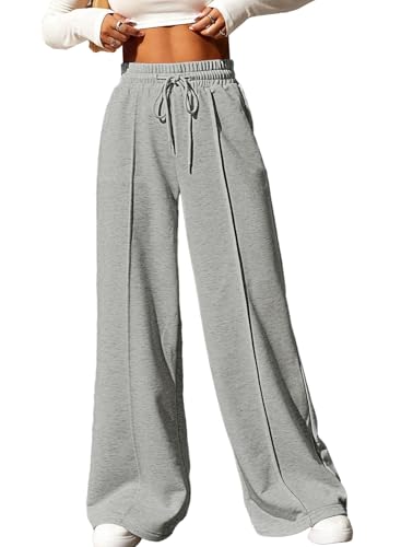 Women's High Waisted Drawstring Waist Wide Leg Sweatpants with Pockets Casual Loose Yoga Pants