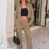 Women Fall 2 Piece Outfits Long Sleeve Zip Up Crop Sweatshirts Jacket Wide Leg Pants Airport Travel Matching Sets 2025