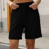Womens Casual Loose Elastic Drawstring Summer Beach Bermuda Pocketed Shorts