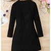 Girl's Casual Sweater Dress Mock Neck Long Sleeve Knitted Midi Dress