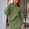 Women 2 Piece Sweater Skirt Sets Mock Neck Long Sleeve Knit Pullover Top Matching Mini Skirts Fall Winter Outfits 2025