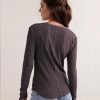Womens Henley Tunic Shirts Long Sleeve Slim Fit Basics Ribbed Crewneck Button up Tops