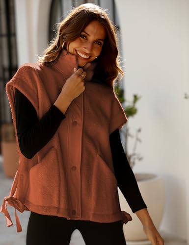 41lxO4xKK2L.jpg Women's Fleece Vest Casual Sleeveless Button Down Winter Warm Sherpa Jacket with Pockets