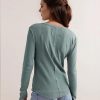 Womens Henley Tunic Shirts Long Sleeve Slim Fit Basics Ribbed Crewneck Button up Tops