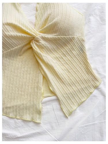 Women's Twist Front Tie Halter Neck Split Hem Backless Summer Going Out Crop Top