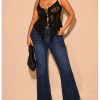 Women's Plus Size Sexy Open Front Lace Up Sheer Mesh Ruffle Trim Y2k Top Camisole Tank