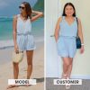 EXLURA Womens Summer 2 Piece Sets Sleeveless V Neck Knotted Tank Tops Shorts Matching Sets Vacation Cruise Beach Outfits 2025