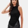 Women's Summer Sleeveless High Neck Tank Tops Sexy Twist Knot Asymmetrical Hem Shirts Going Out Top 2025