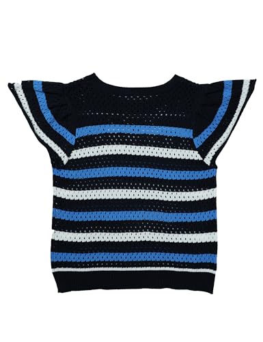 Womens Crochet Sweater Top Short Flutter Sleeve Crew Neck Summer Casual Knit Tank Pullovers