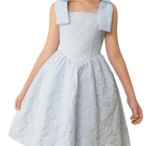 Girl's Flower Girl Dress Bow Sleeveless Fit and Flare A Line Party Wedding Jacuqard Dress