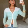 Womens Fall Lightweight Cropped Cardigans Long Sleeve Button Up V Neck Sweater Ribbed Knit Open Front Tops 2025 Trendy