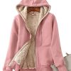 Women's Casual Full Zip Up Sherpa Lined Hoodie Sweatshirt Jacket Coat