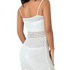 Women's Crochet Knitted Sheer Hollow Out Lace Up Sexy Bodycon Mini Cami Dress