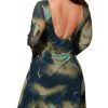 Women's Plus Size Sexy Backless Tie Dye Mesh Dress Bell Sleeve Flared Y2k Mini Dress