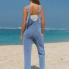 Womens High Roller Denim Bib Jumpsuits Casual Loose Sleeveless Baggy Overalls Jeans Pants Jumpers with Pockets