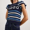 Womens Crochet Sweater Top Short Flutter Sleeve Crew Neck Summer Casual Knit Tank Pullovers