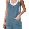 Women's Casual Summer Cotton Linen Rompers Overalls Jumpsuit Shorts