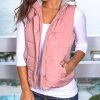 Women's Slim Sleeveless Quilted Removable Hooded Winter Puffer Vest Coat
