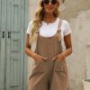 Women's Casual Summer Cotton Linen Rompers Overalls Jumpsuit Shorts