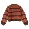 Women Stripe Pullover Sweater Turtleneck Ribbed Knit Top Casual Fall Winter Knitwear