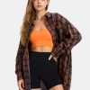 Womens Plaid Flannel Shacket Long Sleeve Button Down Shirts Long Jackets Oversized Spring Fashion Outfits 2025 Clothes