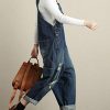 Women's Loose Baggy Denim Wide Leg Drop Crotch Jumpsuit Rompers Overalls