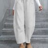 Womens Fleece Lined Sweatpants Barrel Leg High Waist Winter Joggers Cozy Home Travel Lounge Pants with Pockets