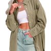 Womens Corduroy Shirts Oversized Button Down Long Sleeve Jacket Shackets Loose Blouses Fall Casual Outfits