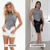 Women's Summer Sleeveless High Neck Tank Tops Sexy Twist Knot Asymmetrical Hem Shirts Going Out Top 2025