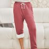 Womens Sherpa Lined Sweatpants Winter Warm Fleece Joggers Casual Lounge Pants