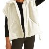 Women's Fleece Vest Casual Sleeveless Button Down Winter Warm Sherpa Jacket with Pockets