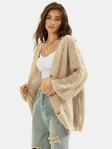 41u4JLx6QbL.jpg Womens 2024 Oversized Cardigan Sweaters Fall Winter Lightweight Soft Knit Cardigan Open Front Button Outwear Coats