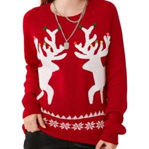 Patterns Reindeer Ugly Christmas Sweater Jumper Pullover Tops