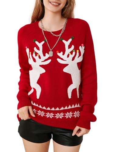 Patterns Reindeer Ugly Christmas Sweater Jumper Pullover Tops