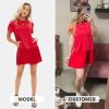 Womens Summer Casual Short Sleeve Dress Crewneck Tshirt Dresses Pleated Aline Mini Dress 2025 Vacation Beach Sundress