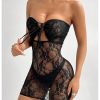 Women's Sexy Sheer Lace Bodycon Strapless Mini Dress Cutout Party Club Tube Dress