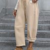 Womens Fleece Lined Sweatpants Barrel Leg High Waist Winter Joggers Cozy Home Travel Lounge Pants with Pockets