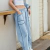 Womens Baggy Wide Leg Pants Casual Summer Palazzo Pants Drawstring Waist Barrel Sweatpants with Pockets