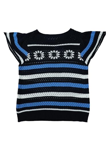 Womens Crochet Sweater Top Short Flutter Sleeve Crew Neck Summer Casual Knit Tank Pullovers