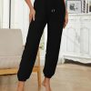 Womens Fleece Pajama Pants Warm Fuzzy Cozy Mens Sleep Bottoms With Pockets(-Black-M)